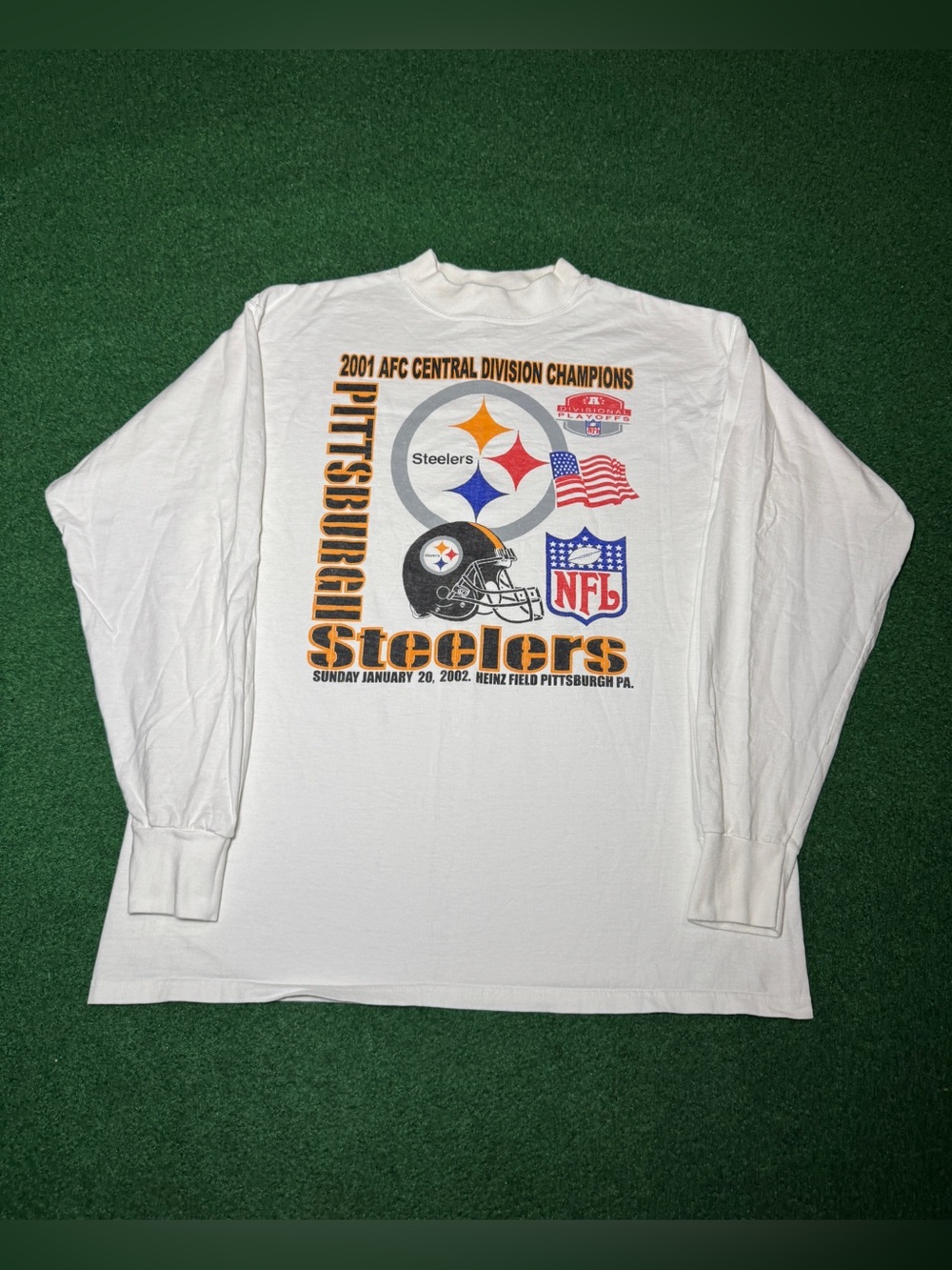 Steelers Vintage Long Sleeve T Shirt XL Y2K NFL Roster Bettis Ward Pittsburgh